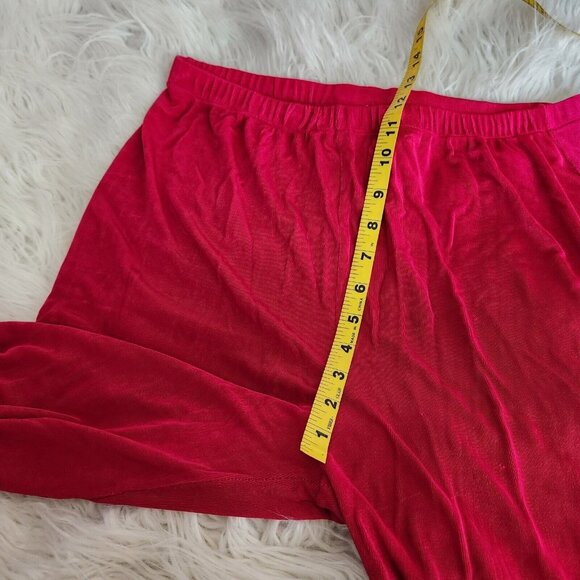 Vintage Womens Slinky Pants Size Large Red Vertical Textured Knit Palazzo Pants - Picture 6 of 9